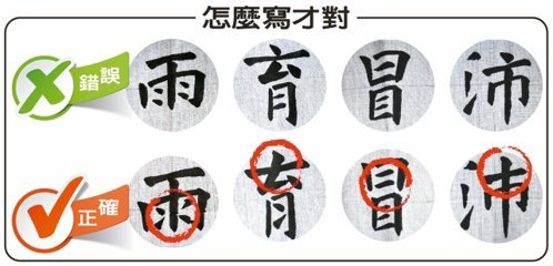 台湾の繁体字、ちゃんと書けてる？「雨」の点の向きは日本と台湾で違うよ！